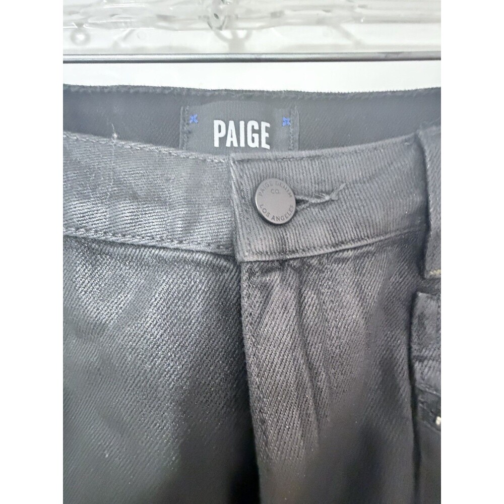 Womens Paige Black Coated Zip Pockets Mini Aideen Moto Skirt 28